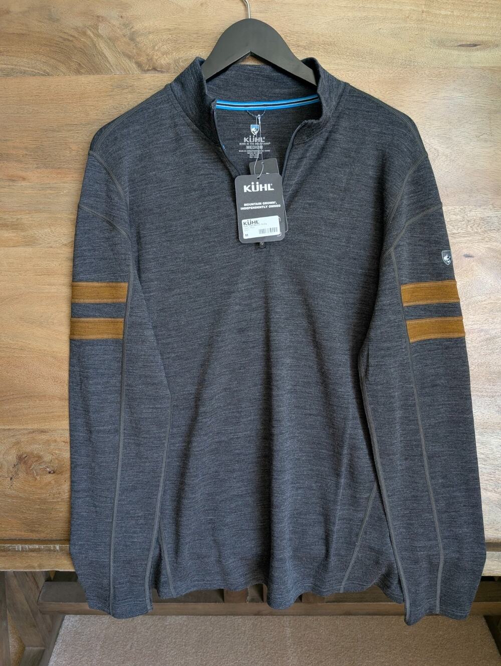 NWT KUHL Team Merino 1/4 Zip Pullover Shirt Mens M Cast Iron Gray Long Sleeve